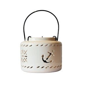 Drew Derose White Nautical Lantern/Candle Holder